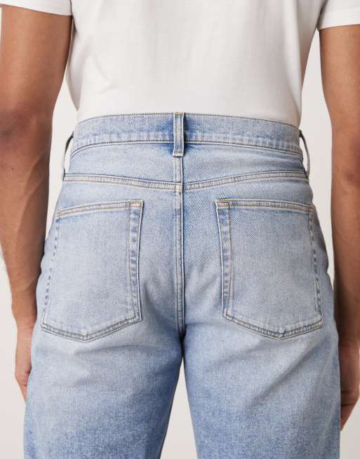 ASOS DESIGN straight jeans in light wash blue