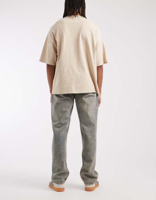 ASOS DESIGN straight jeans in light wash blue