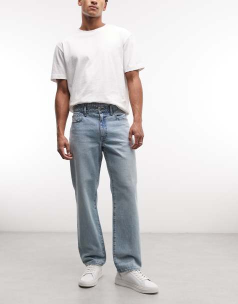 ASOS DESIGN straight jeans in light wash blue