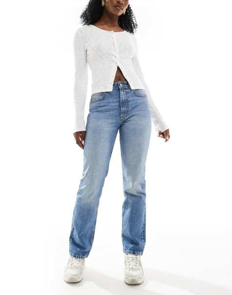 ASOS DESIGN – Straight Jeans in mittlerer Waschung mit mittelhohem Bund - view 1