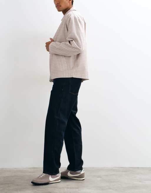ASOS DESIGN straight jeans in raw brown denim with blue overdye, 2 of 9
