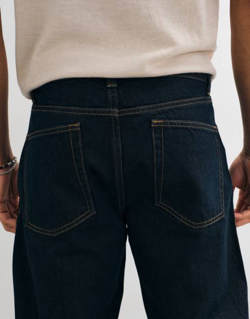 ASOS DESIGN straight jeans in raw brown denim with blue overdye, 5 of 9