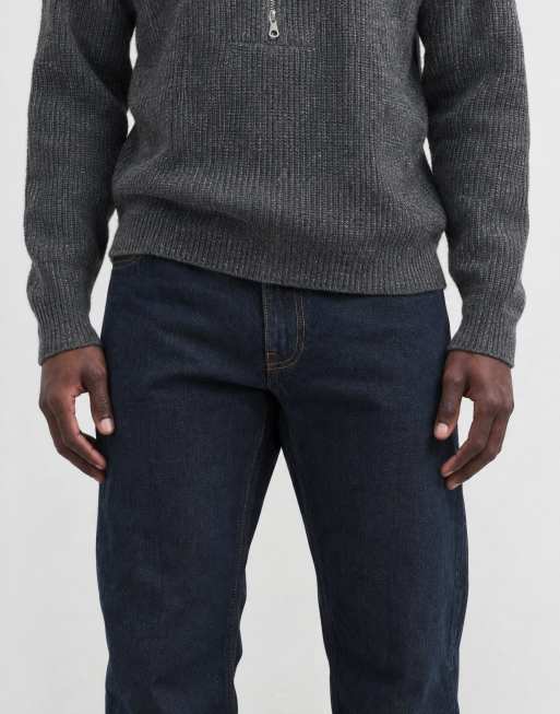 ASOS DESIGN straight jeans in raw brown denim with blue overdye, 6 of 9
