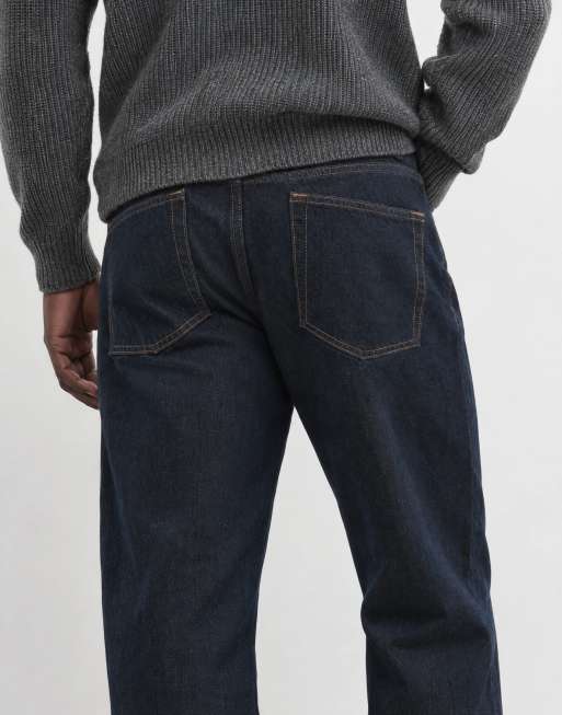 ASOS DESIGN straight jeans in raw brown denim with blue overdye, 7 of 9
