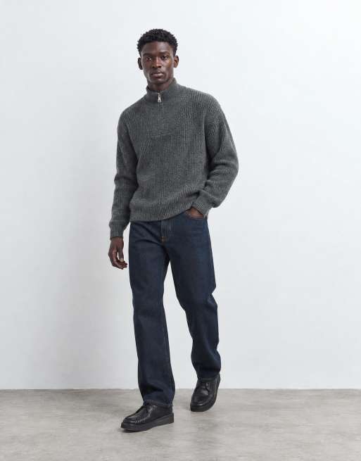 ASOS DESIGN straight jeans in raw brown denim with blue overdye, 8 of 9