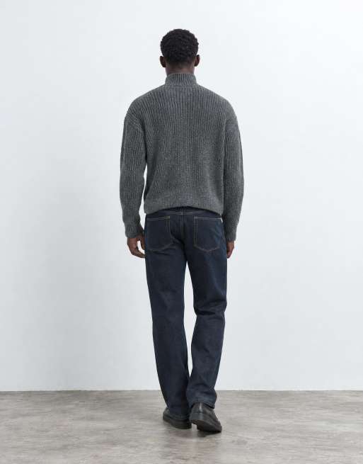 ASOS DESIGN straight jeans in raw brown denim with blue overdye, 9 of 9
