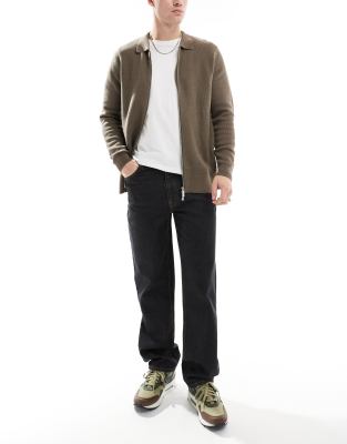 Asos Design Straight Jeans In Raw Denim-blue