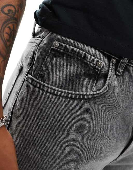 ASOS DESIGN straight jeans in stone wash black, 3 of 5