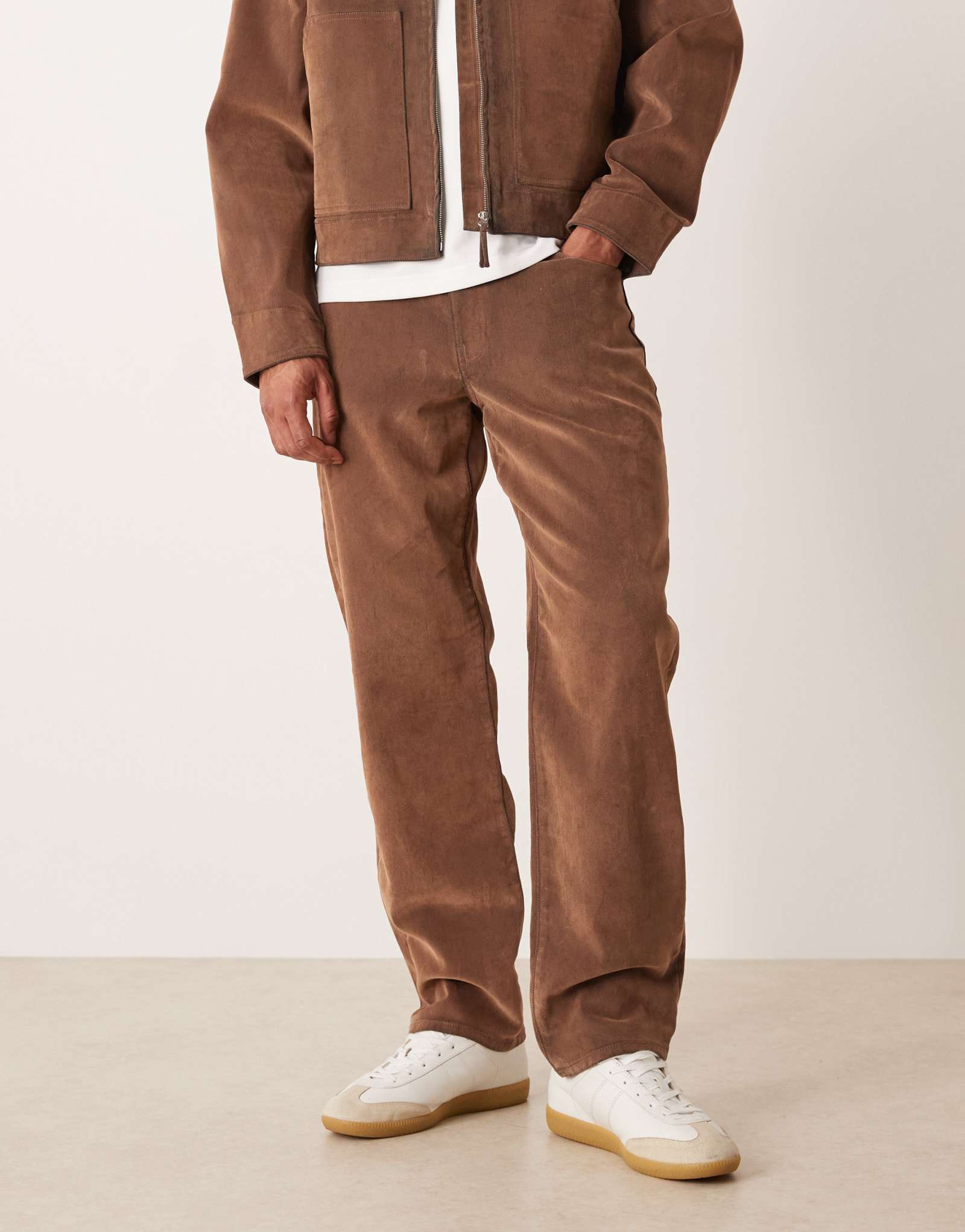 ДИЗАЙНЕРСКИЕ прямые джинсы ASOS коричневого цвета - часть комплекта