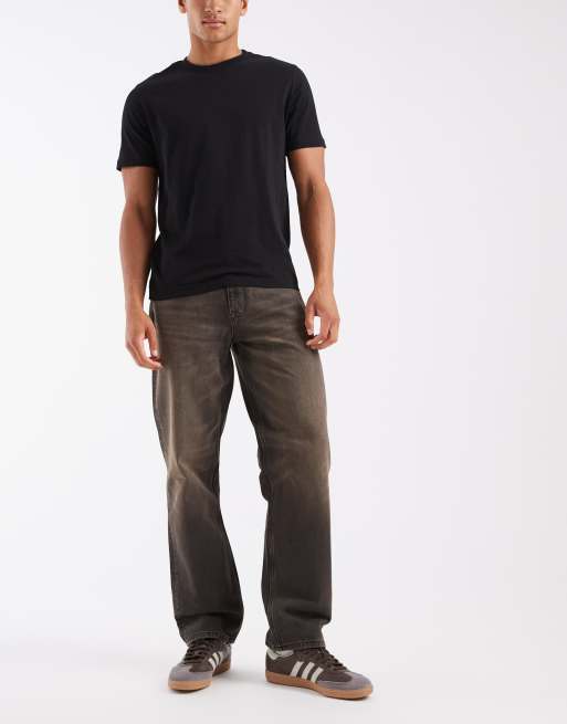 ASOS DESIGN straight jeans in vintage brown wash