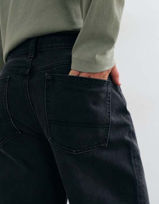 ASOS DESIGN straight jeans in washed black with pintucks, 5 of 5