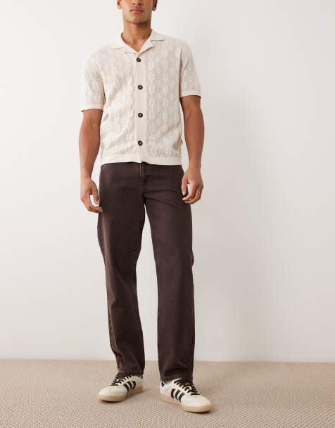 ASOS DESIGN straight jeans in washed brown - view 1