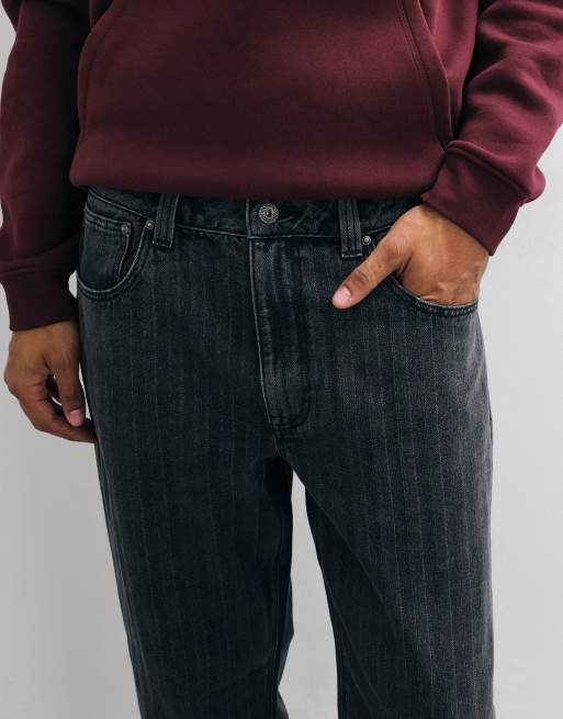 ASOS DESIGN straight jeans in washed gray with stripes, 4 of 5
