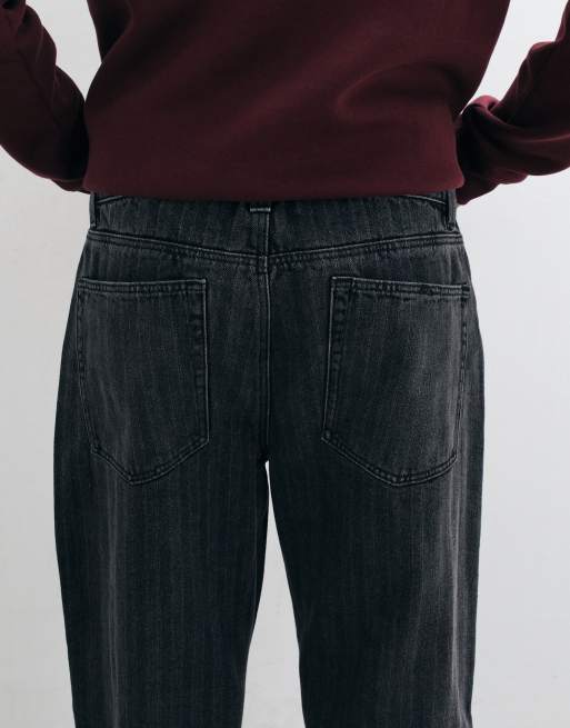 ASOS DESIGN straight jeans in washed gray with stripes, 5 of 5