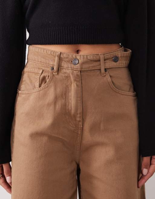 ASOS DESIGN Straight-Jeans mit verstellbarem Bund in Sand-Waschung, 4 von 5