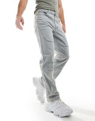  ASOS DESIGN straight jeans with panelling in bleach wash