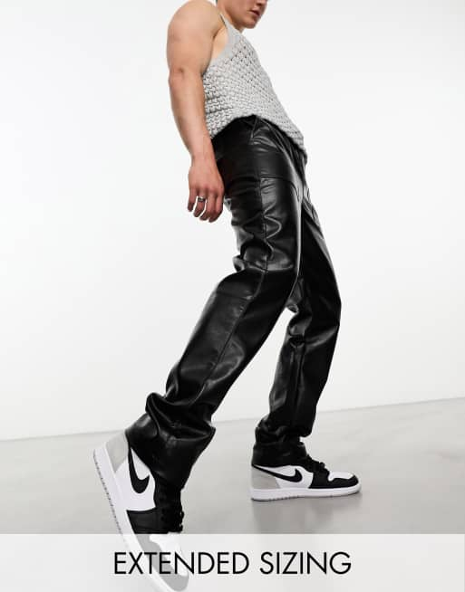 Mens leather hot sale trousers asos