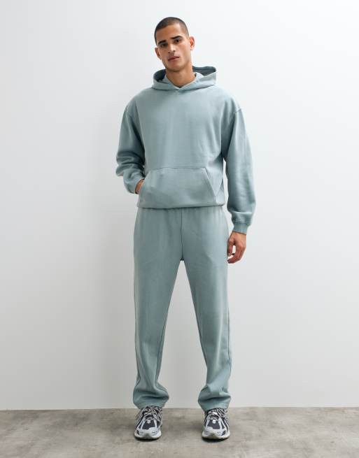 ASOS DESIGN  co-ord oversized acid wash hoodie and jogger in teal, 3 of 3