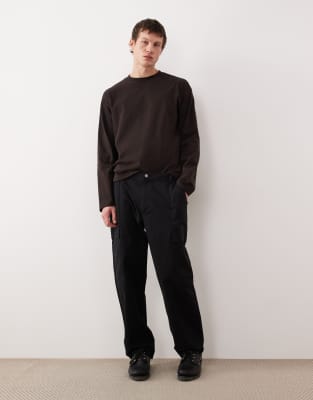 Asos Design Straight Leg Cargo Pants In Black