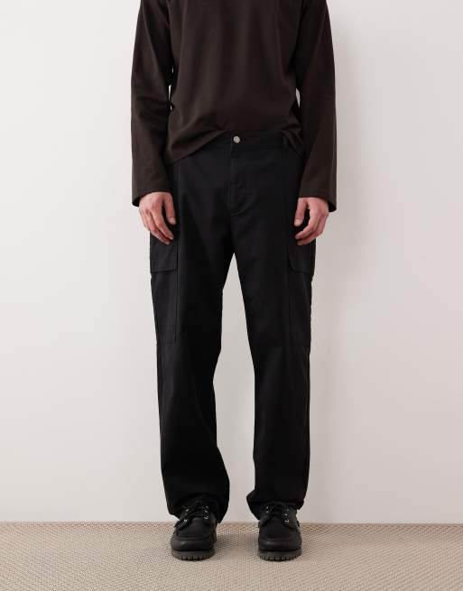 ASOS DESIGN straight leg cargo pants in black, 2 of 5