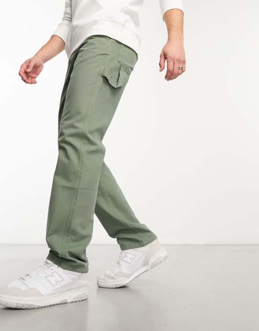 ASOS DESIGN straight leg carpenter pants in khaki