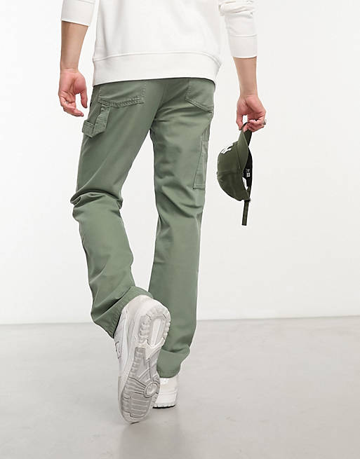ASOS DESIGN straight leg carpenter pants in khaki | ASOS