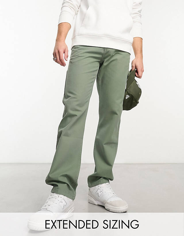 ASOS DESIGN - straight leg carpenter trousers in khaki