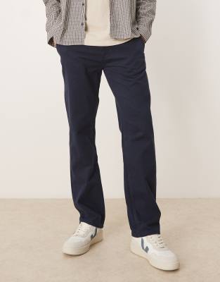 Asos Design Straight Leg Chino Pants In Blue