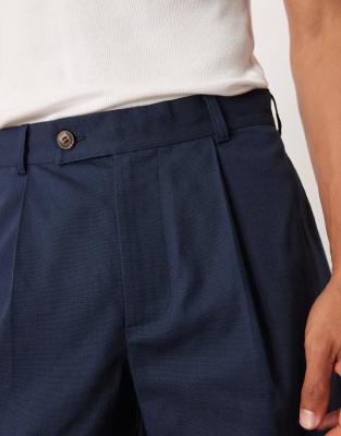 ASOS DESIGN straight leg chino shorts in navy linen look