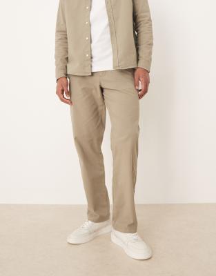 Asos Design Straight Leg Chinos In Neutral