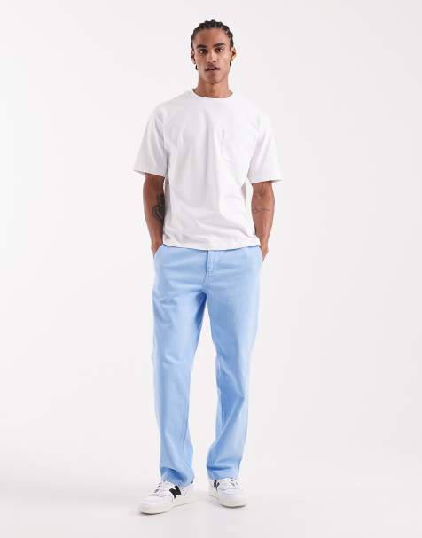 ASOS DESIGN straight leg chinos in blue - view 1