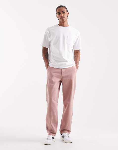 ASOS DESIGN straight leg chinos in pink - view 1