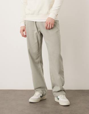 Asos Design Straight Leg Chinos With Elastic Waist In Neutral