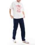 [ASOS DESIGN] ASOS DESIGN straight leg cord pants with contrast stitch in navy W28 L32 NAVY