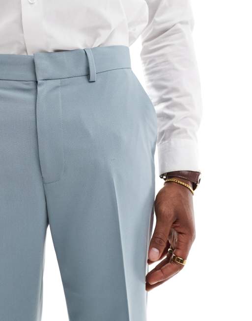 ASOS Design Straight Leg Cropped Length Suit Pants in Dusty Blue