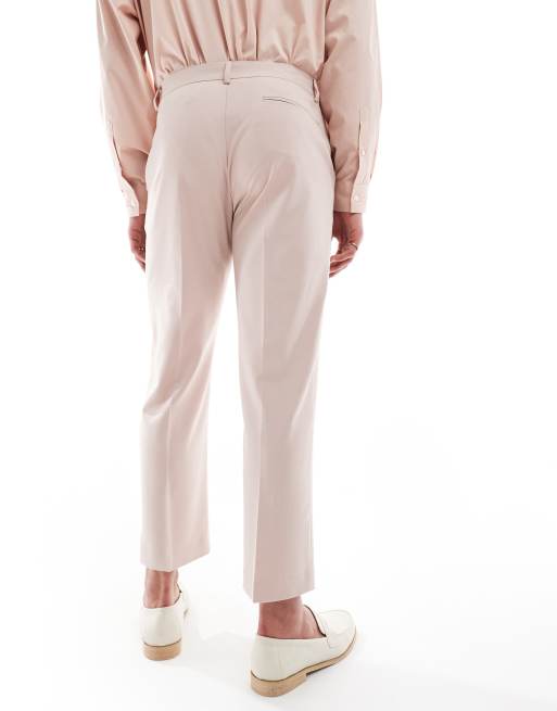 ASOS DESIGN straight leg cropped length suit pants in dusty pink, 2 of 5