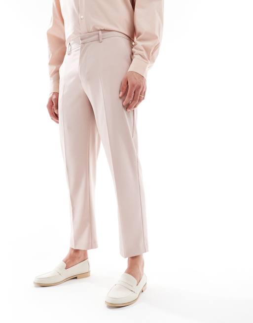 ASOS DESIGN straight leg cropped length suit pants in dusty pink, 3 of 5