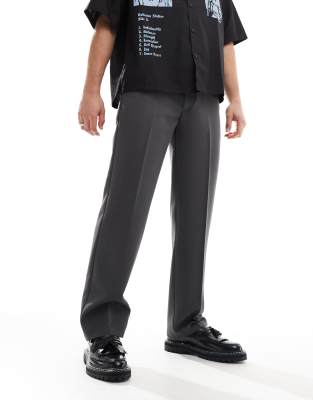 straight leg dress pants in charcoal-Gray
