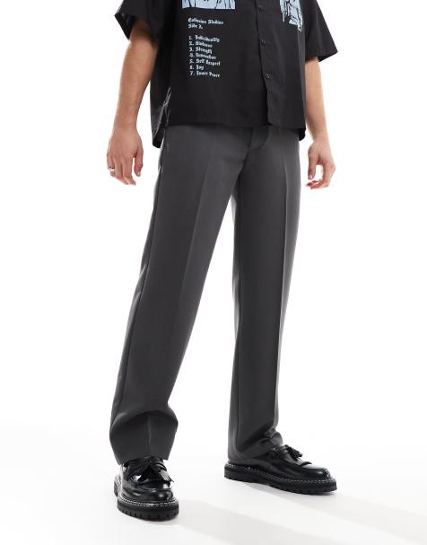 ASOS DESIGN straight leg dress pants in charcoal - view 1