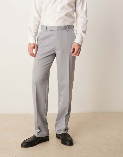 ASOS DESIGN straight leg dress pants in gray - view 1