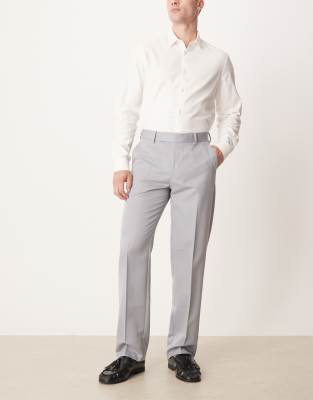 Asos Design Straight Leg Dress Pants In Gray