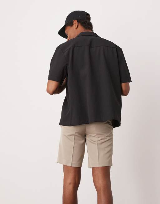 ASOS DESIGN straight leg dressy shorts in stone, 4 of 5