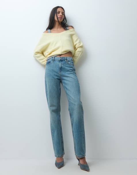 ASOS DESIGN straight leg full length jean in light wash blue - view 1