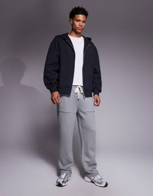ASOS DESIGN ASOS DESIGN straight leg heavyweight jogger in 470gsm in grey - GREY