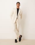 [ASOS DESIGN] ASOS DESIGN straight leg heavyweight suit pants in cream-White W32 L32 CREAM