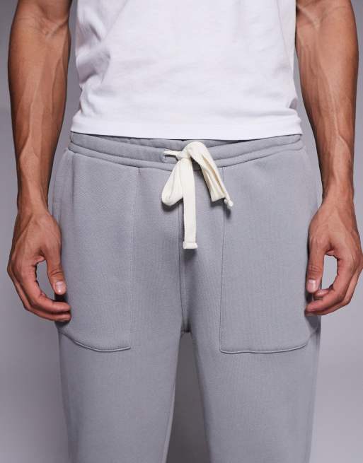 ASOS DESIGN straight leg heavyweight trackies in 470gsm in grey, 4 of 5