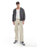 [ASOS DESIGN] ASOS DESIGN straight leg herringbone pants in cream-White W28 L32 STONE