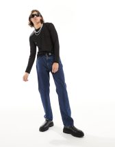 ASOS DESIGN baggy jeans with double waistband in Y2k black wash