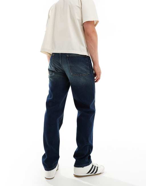 ASOS DESIGN straight leg jeans in dark wash blue, 2 of 5