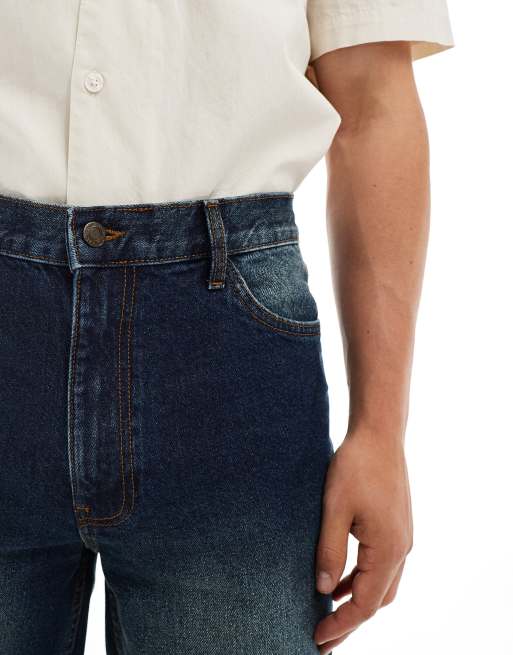 ASOS DESIGN straight leg jeans in dark wash blue, 3 of 5